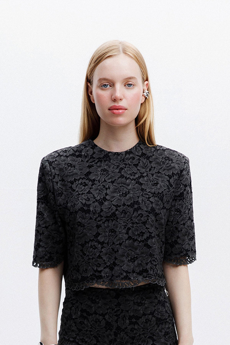 RIONA LACE BLOUSE / DARK GRAY