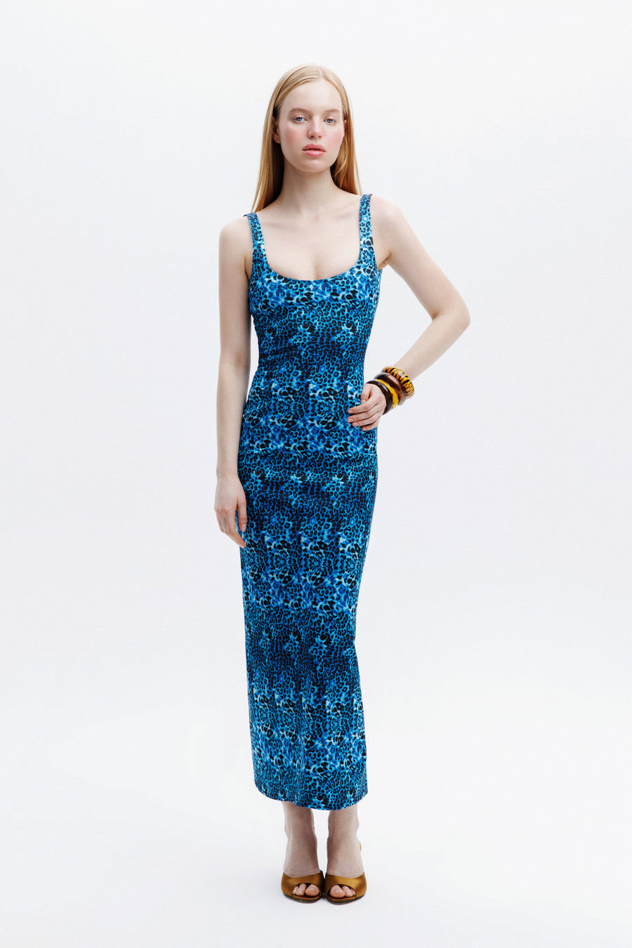 ALORA DRESS / BLUE LEOPARD PATTERN