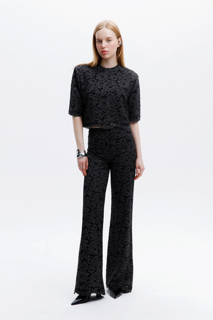 RIONA LACE TROUSERS / DARK GRAY